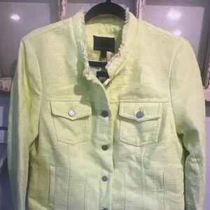 Banana Republic Pale Yellow Collarless Textured Jacket